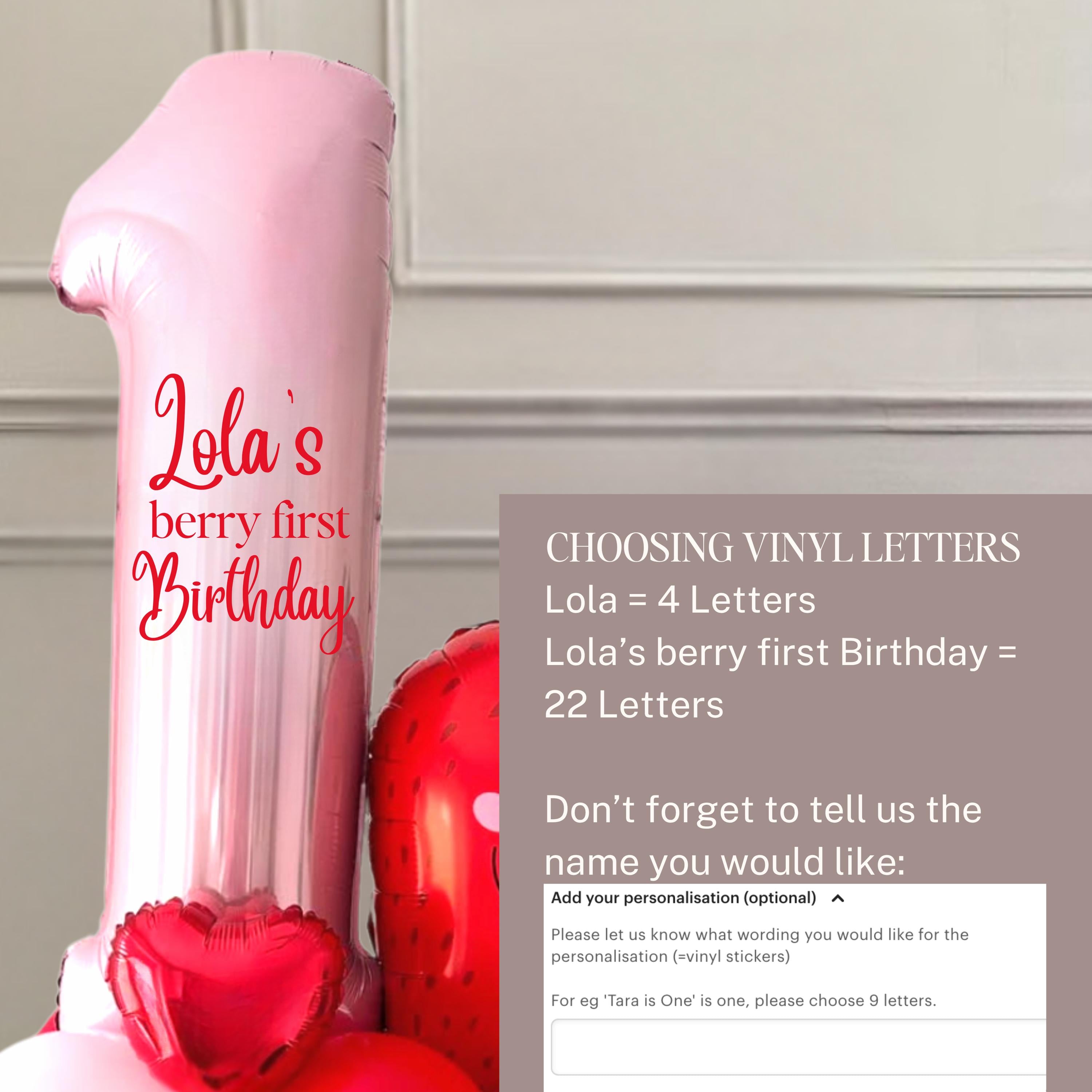 DIY Strawberry Birthday Balloon Stack | Girls Balloons Stack |Personalised Number Balloon | Berry First Birthday Party Decoration| No Helium