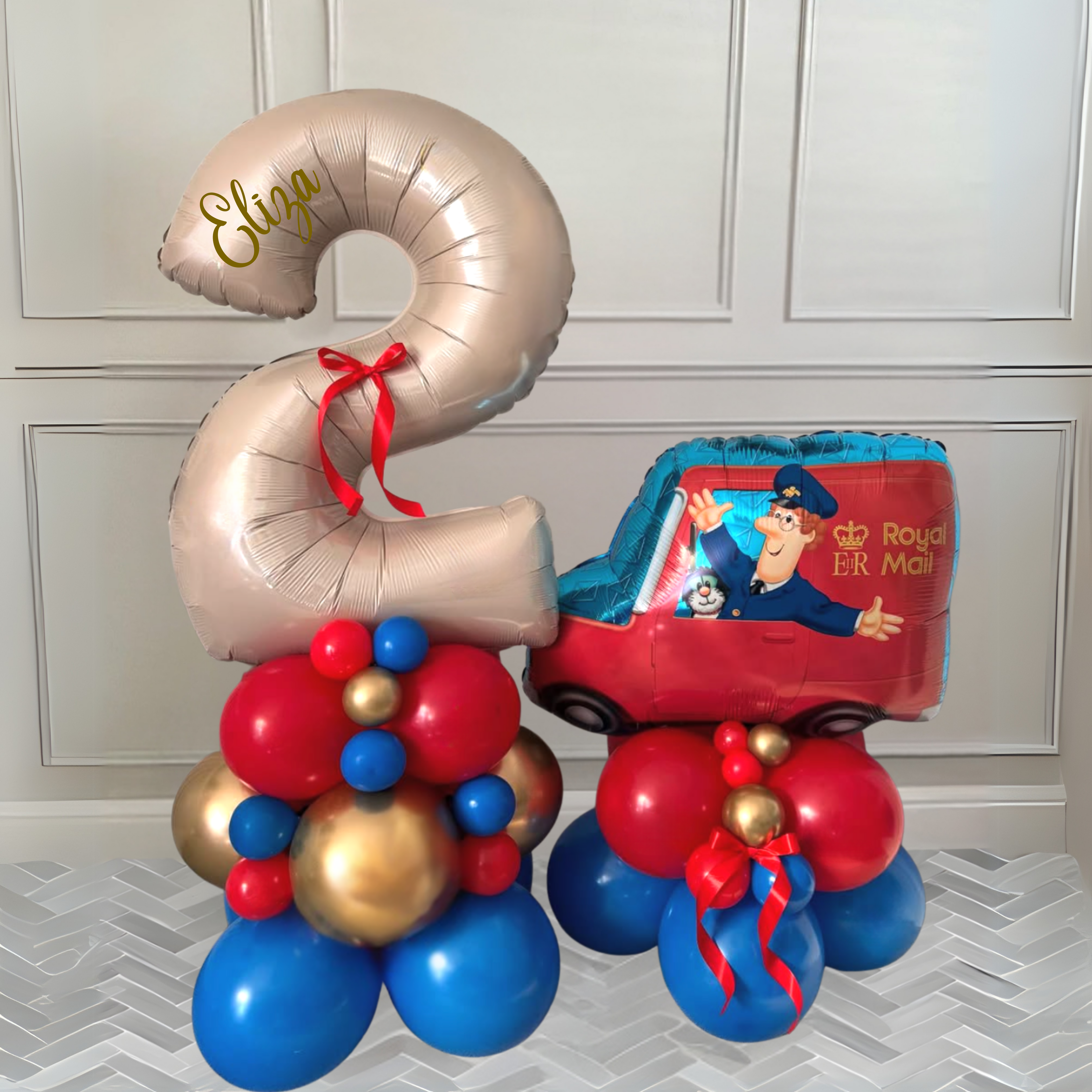DIY Postman Pat Personalised Birthday Balloon Display