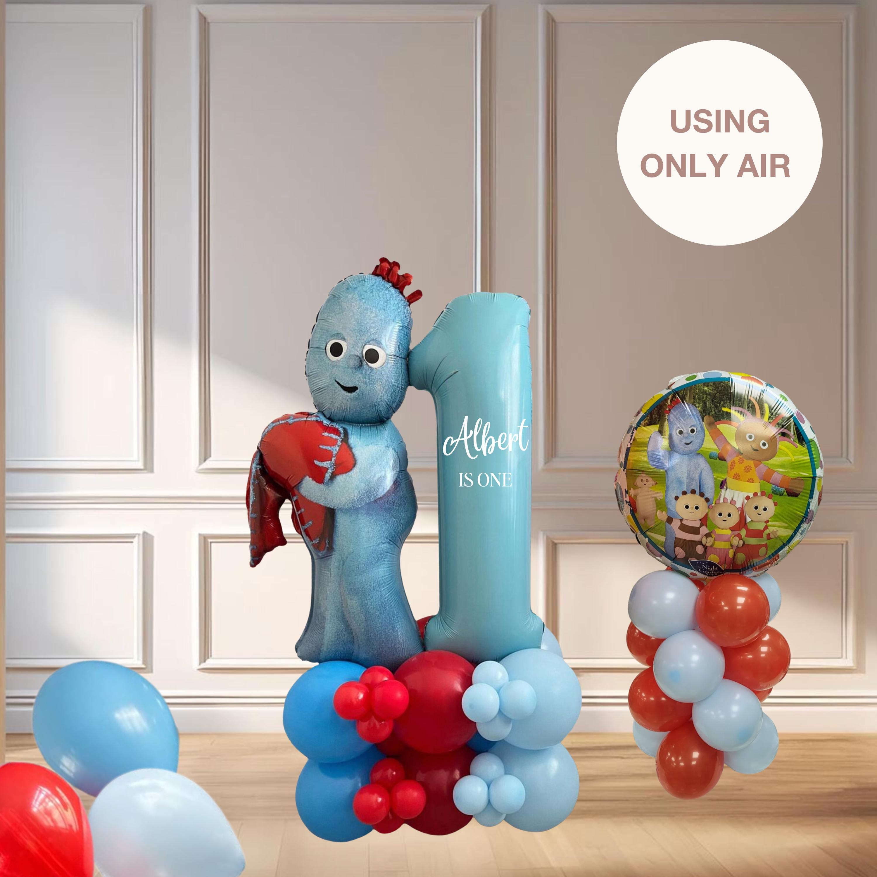 DIY Igglepiggle Personalised Birthday Balloon Display | Birthday Party Balloons| In the Night Garden Party| kids birthday number tower