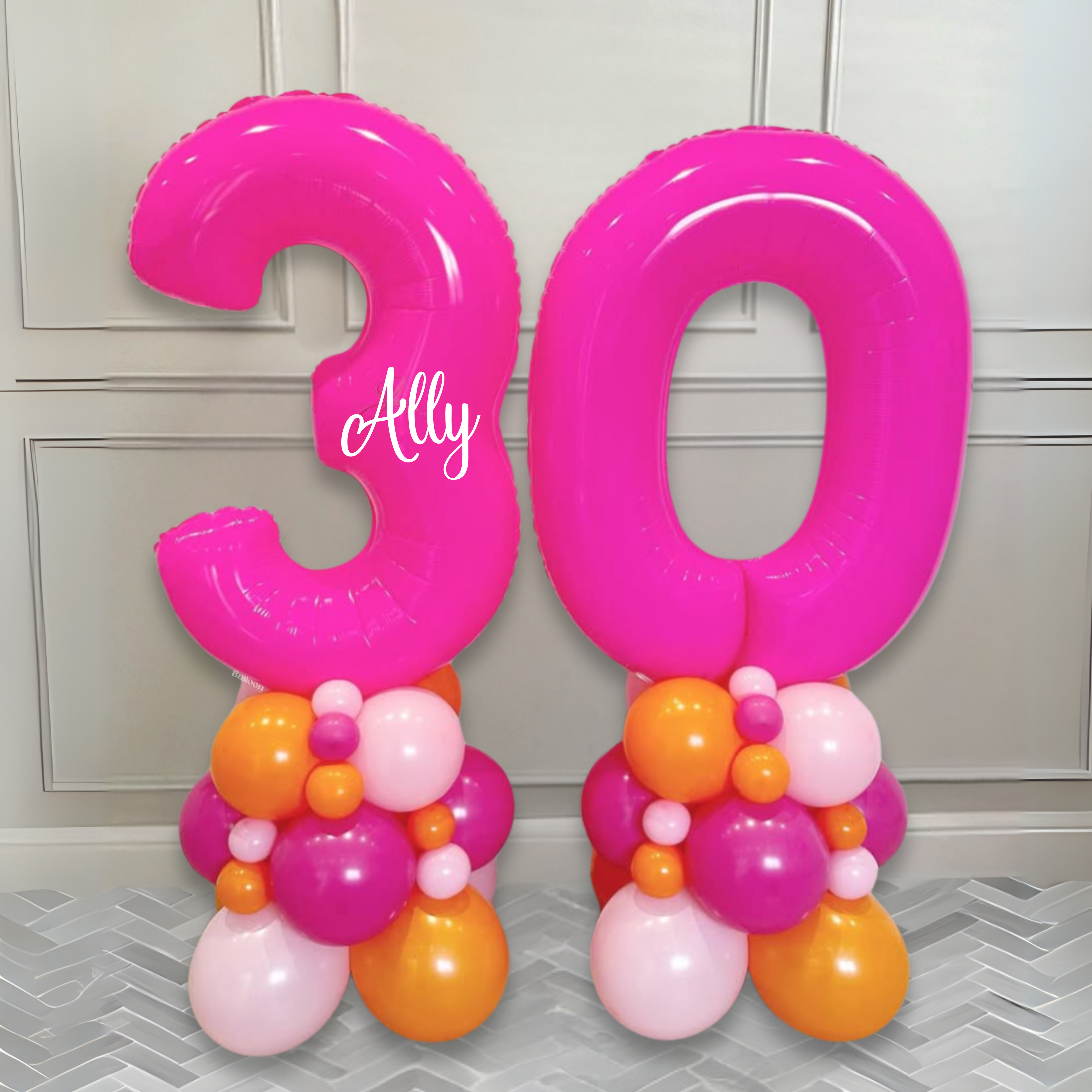 DIY Luxe Birthday Balloon Sculpture – Hot Pink & Orange| Customisable Numbers| Perfect for Milestone Birthdays | Number Balloons 21st, 30th