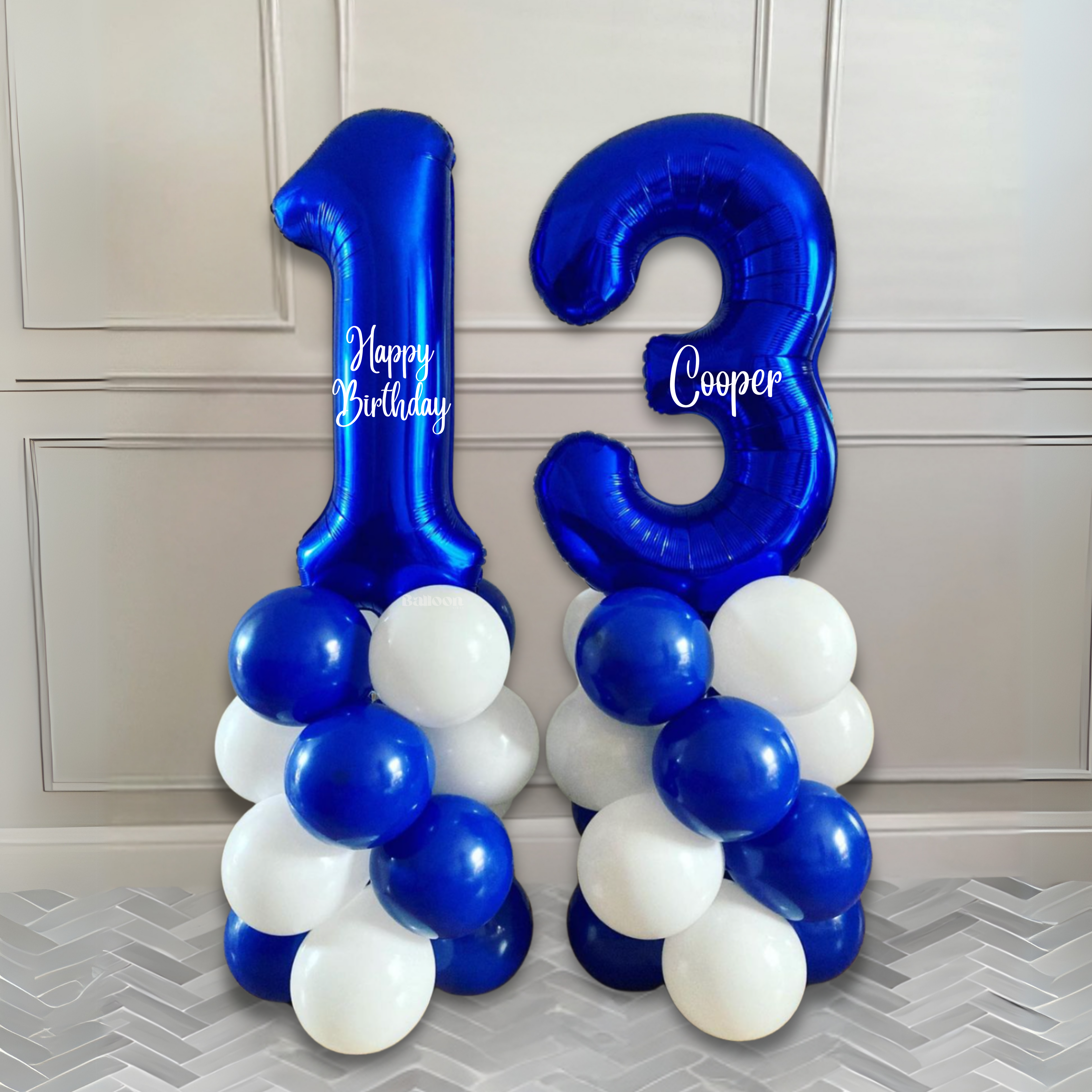 DIY Birthday Balloon Sculpture – Blue & White – Customisable Numbers | Perfect for Milestone Birthdays | Number Balloons 13th, 21st, 30th