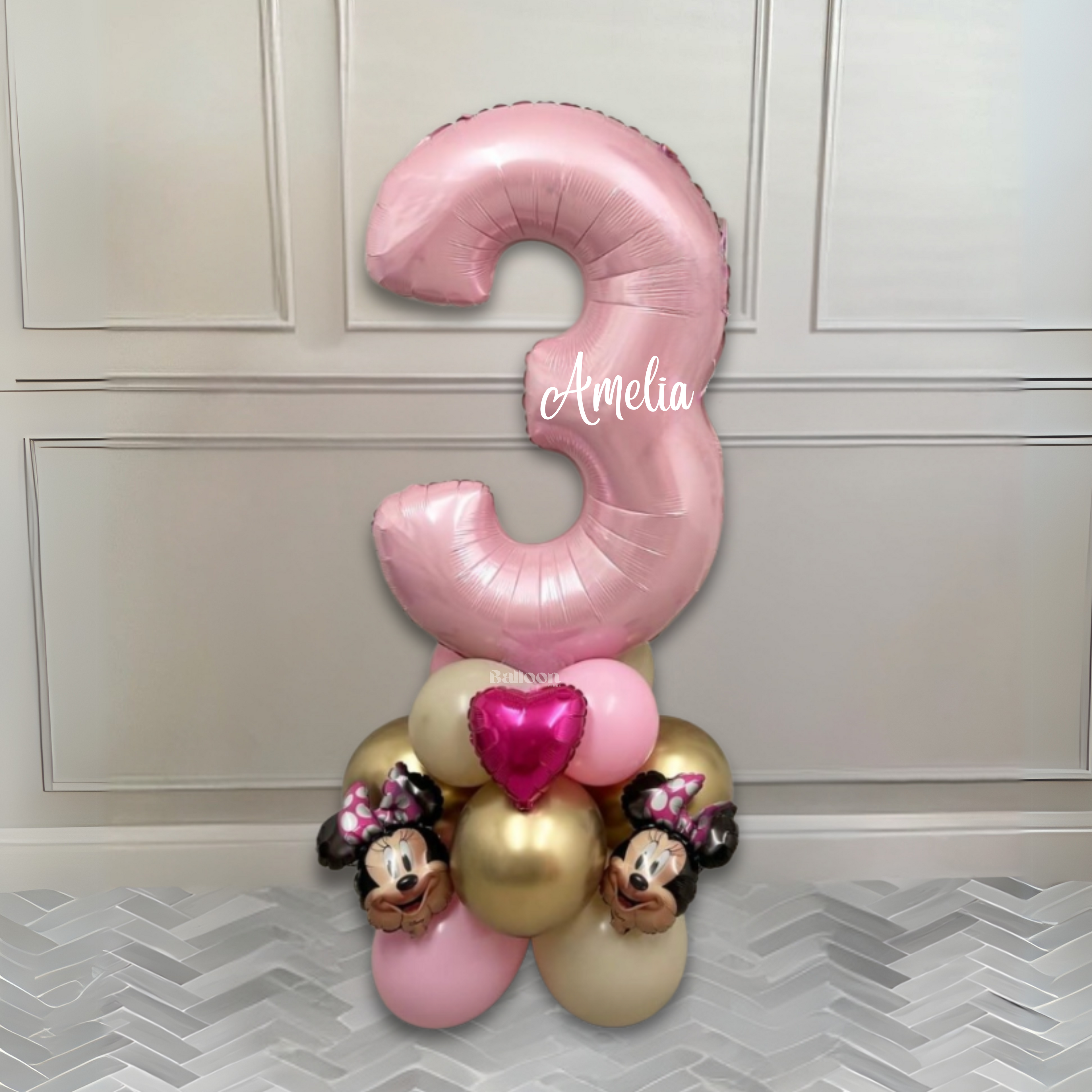DIY Minnie Mouse Balloon Sculpture | No Helium| Girls Balloons |Personalised balloons| Pink Number Balloons|3rd birthday