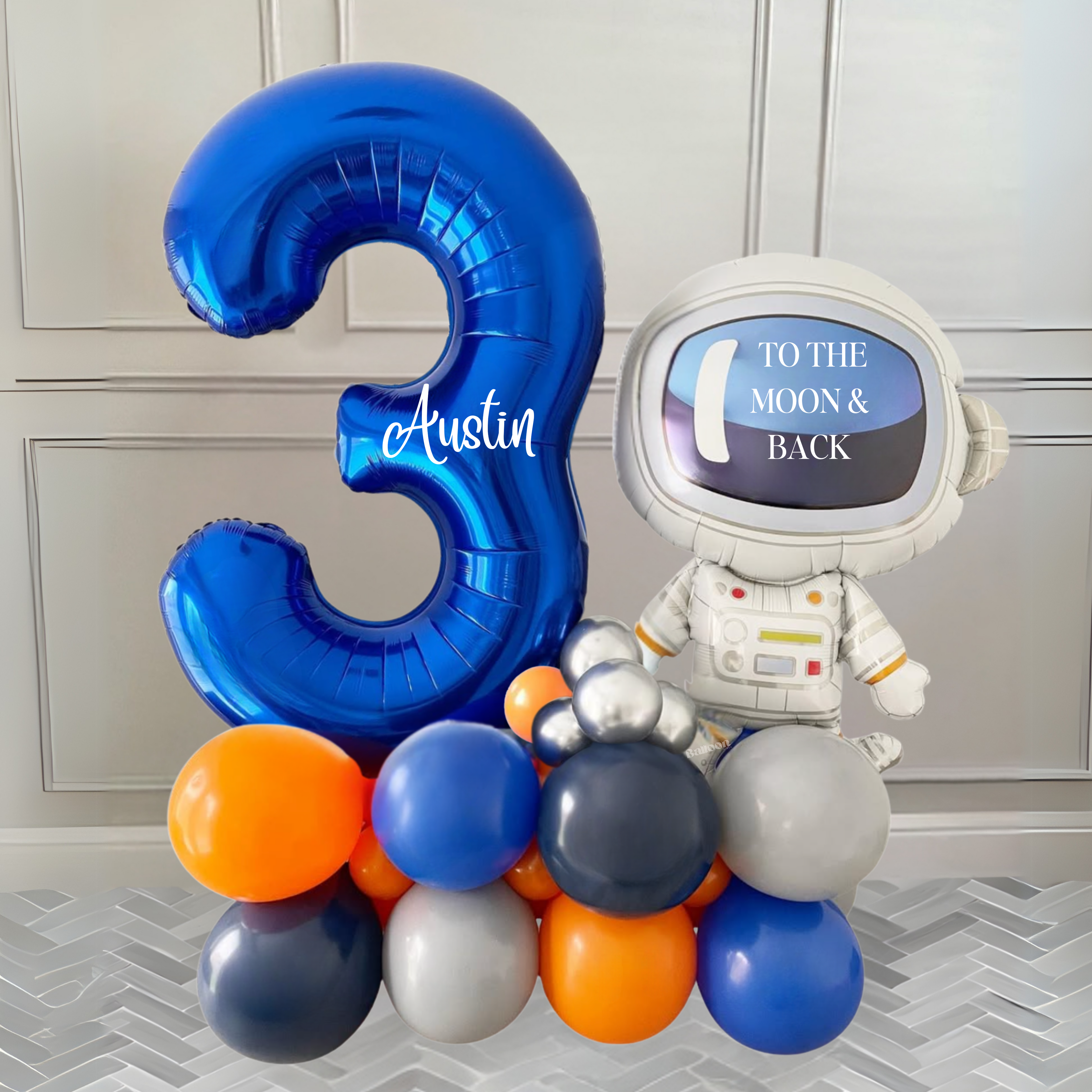 DIY Astronaut Balloon Stack – Personalised Number Balloon – Space Birthday Party Decoration – Rocket & Outer Space Theme DIY Balloon Kit