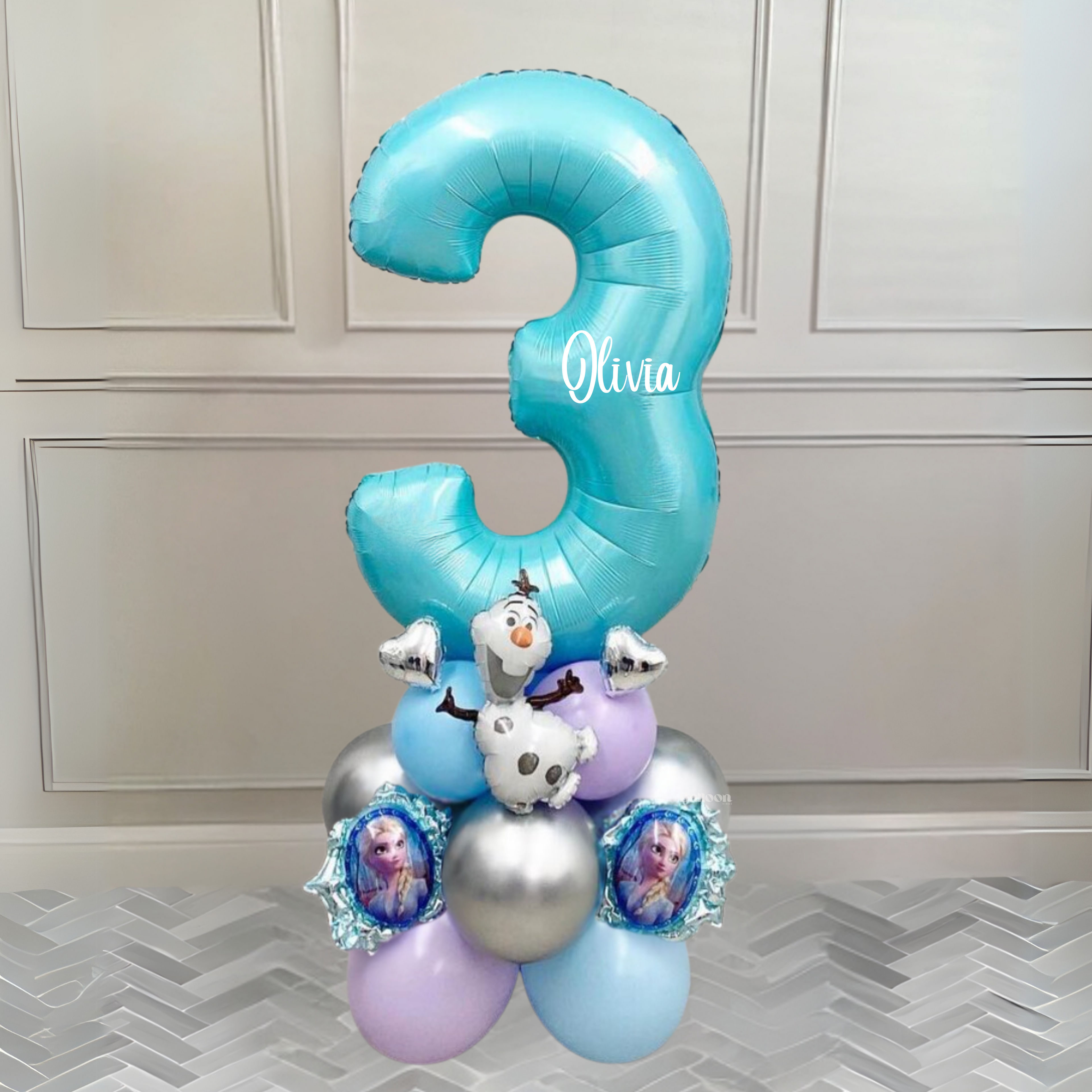 DIY Frozen Birthday Balloon Sculpture | No Helium| Olaf & Elsa Decorations |Personalised balloons| Blue Number Balloons| 3rd birthday