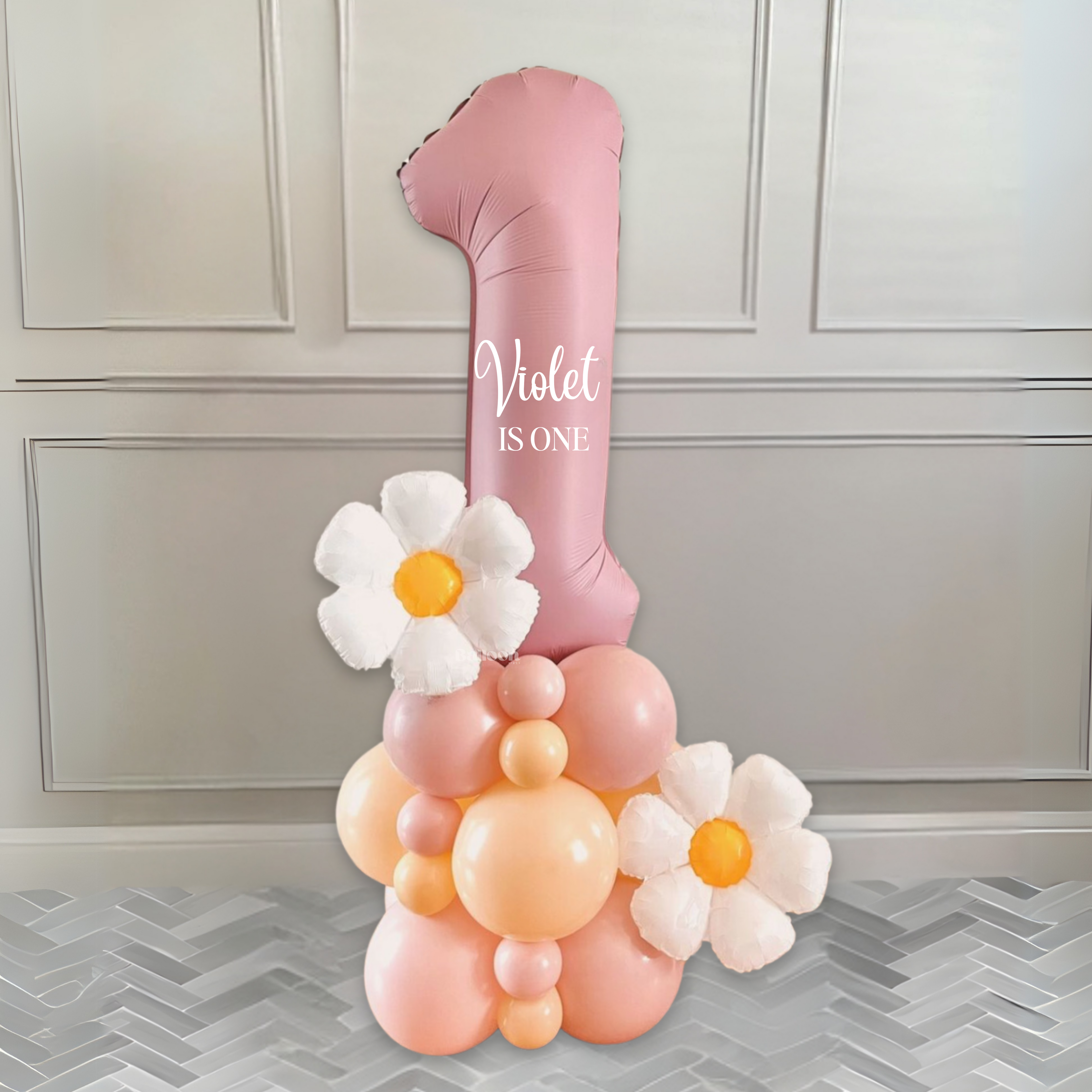 DIY Daisy Balloons Sculpture | No Helium| Girls Balloons Stack |Personalised balloons| Pink Number Balloons|Balloon Display for 1st Birthday